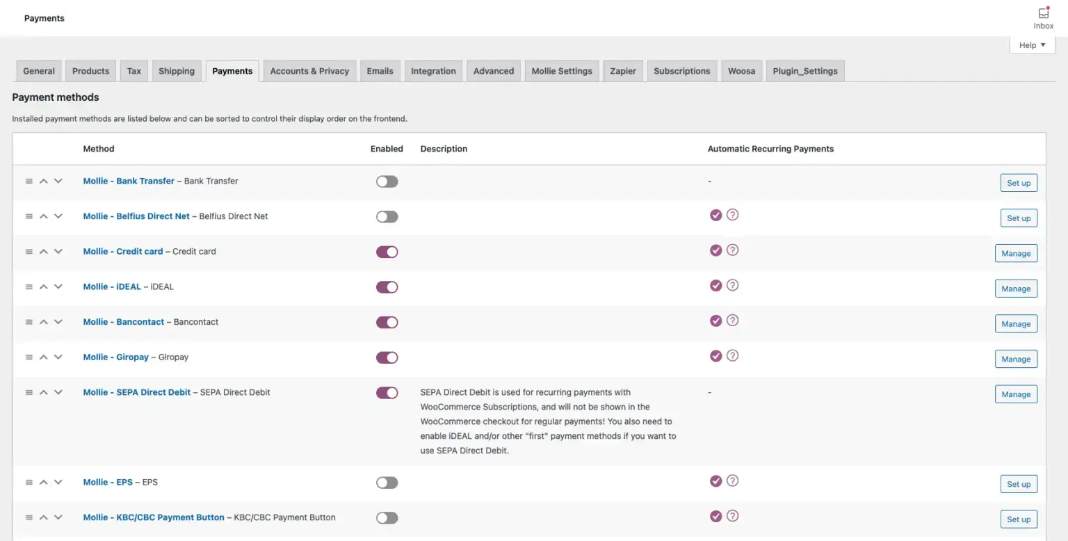 Mollie WooCommerce betaal gateway