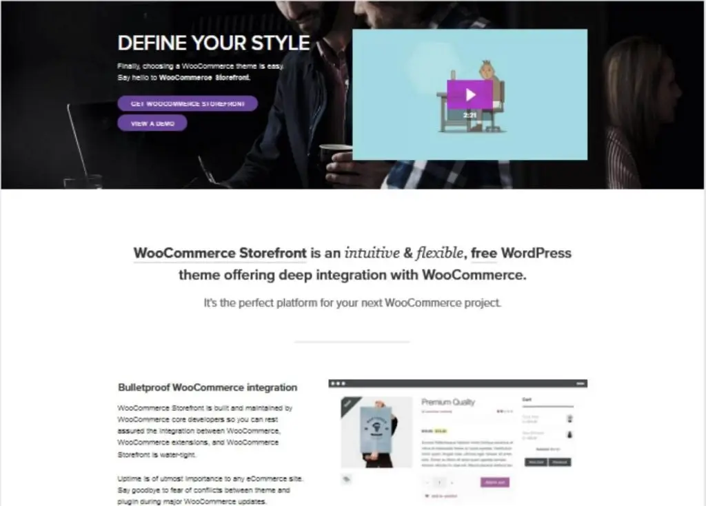 Storefront thema aangeboden met WooCommerce