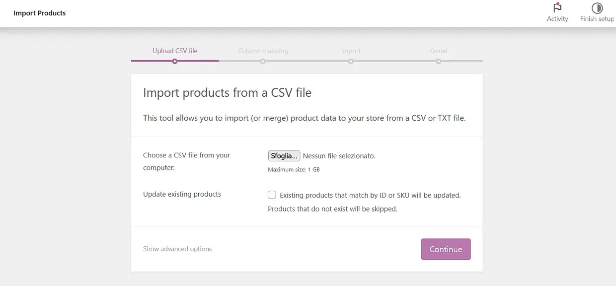 Importeer de CSV-bestanden in WooCommerce