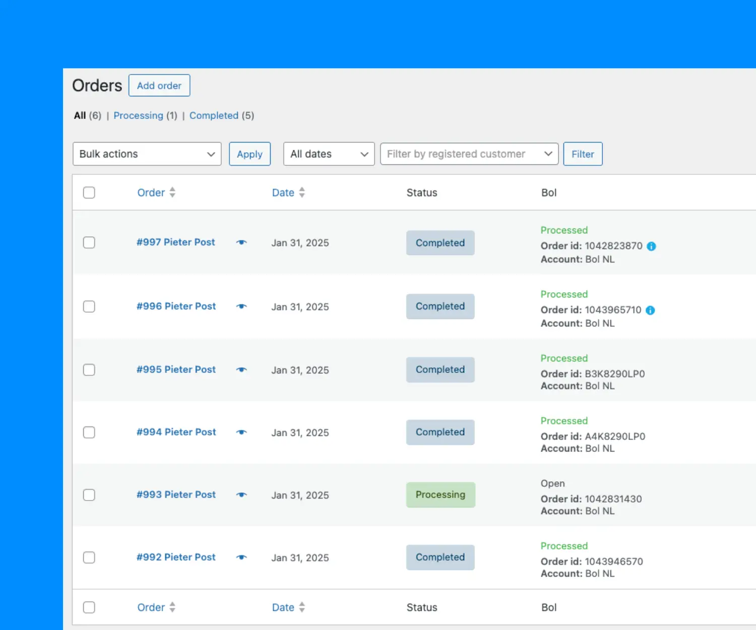 bol import orders woocommerce